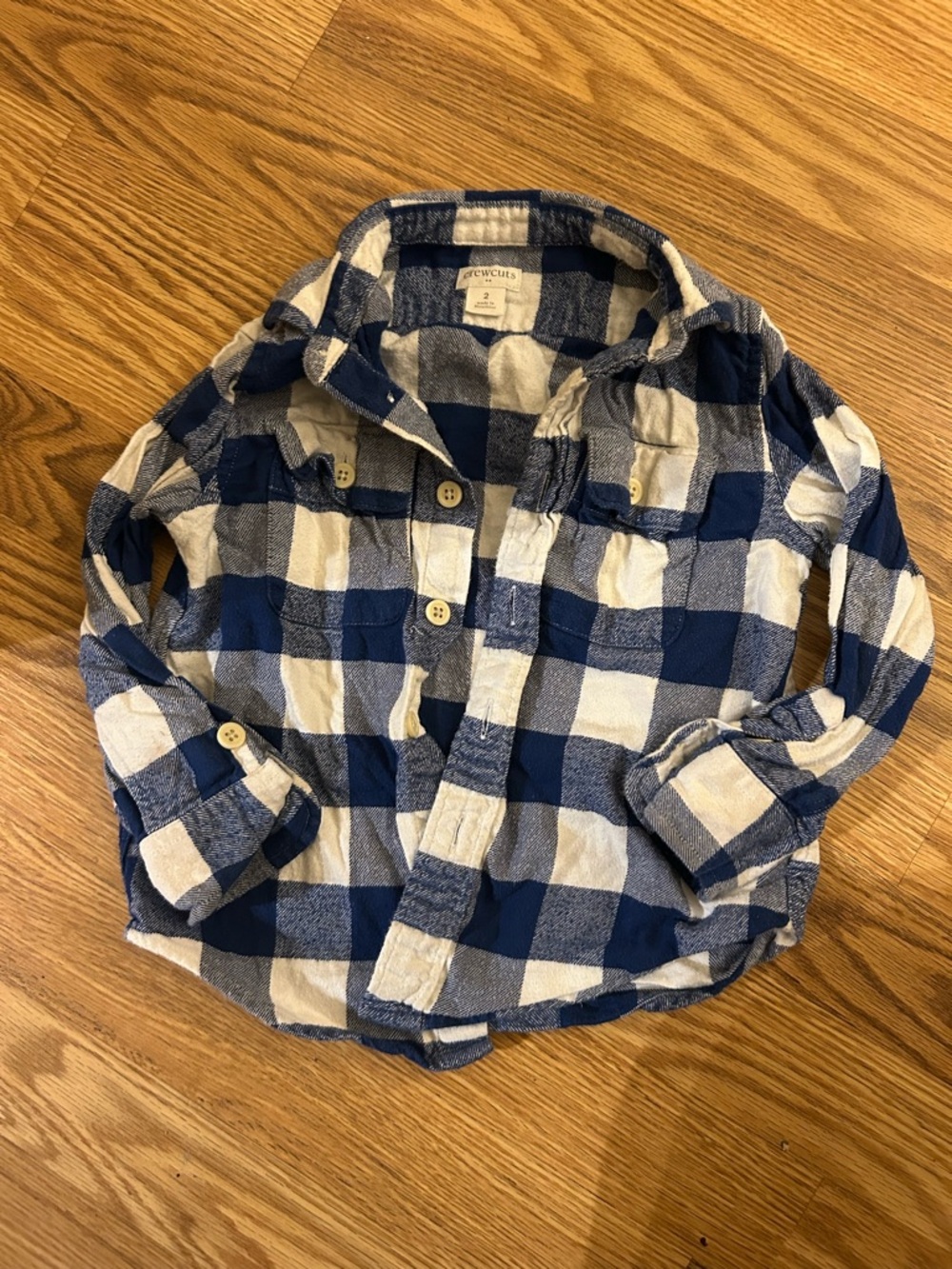 Crewcuts Navy and White Check Button-Down Shirt